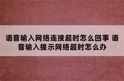 语音输入网络连接超时怎么回事 语音输入提示网络超时怎么办